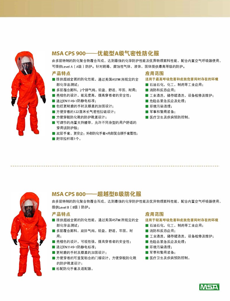 梅思安10127906CPS900A級氣密型連體防化服圖片2