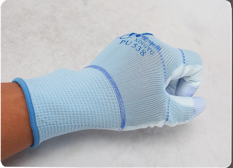 星宇PU538尼龍彩指加固PU勞保手套圖片5