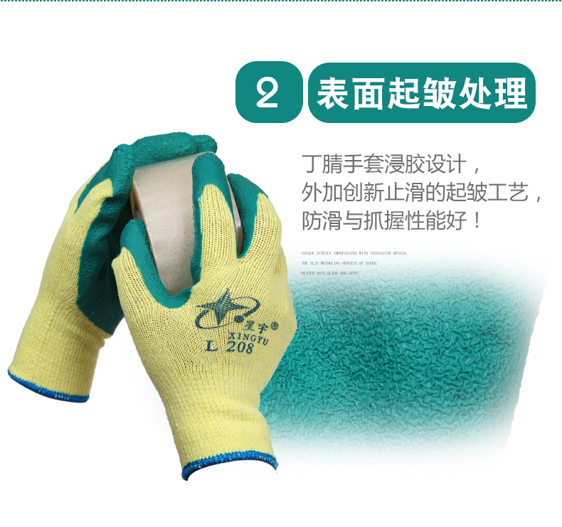 星宇L208紗線皺紋勞保手套圖片4