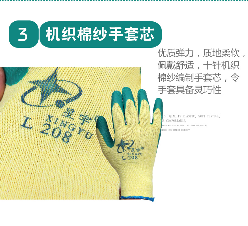 星宇L208紗線皺紋勞保手套圖片5