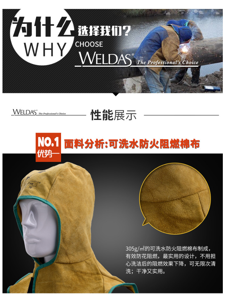 威特仕23-6680Z全護(hù)式防火阻燃焊帽圖3