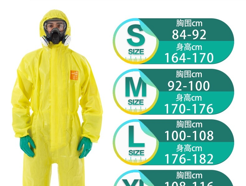 微護(hù)佳MC3000YE30-W-99-111-02黃色雙袖連體防化服圖片4