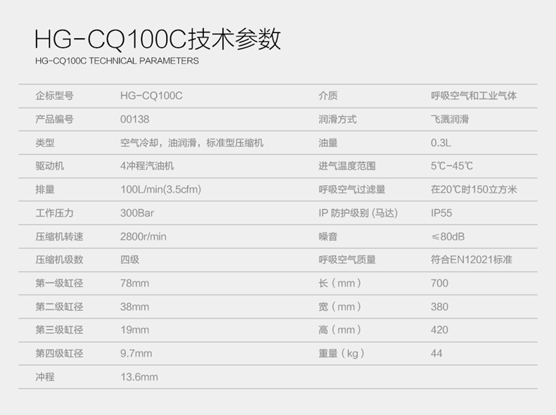 海固HG-CQ100C高壓呼吸空氣壓縮機(jī) 正壓式空氣呼吸器充氣泵圖片8