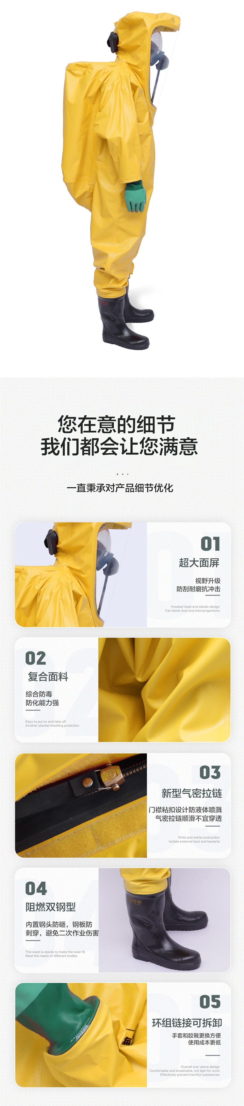 海固HG-3NF全封閉重型防化服 內置三級防化服 （不含空氣呼吸器）圖片5