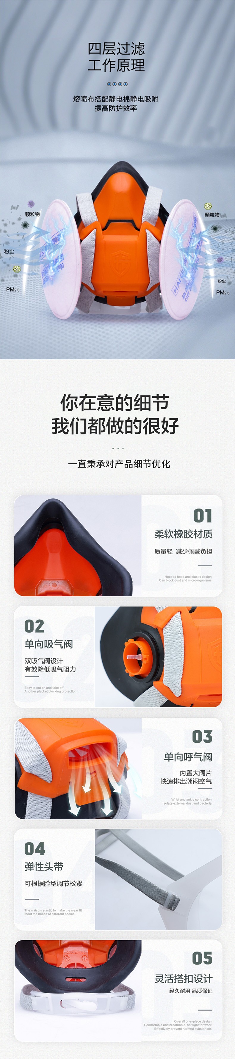 海固HG-602 KP95油性非油性顆粒物防塵面具圖片2