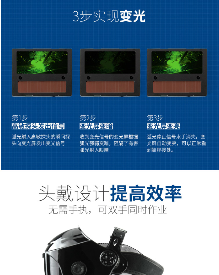 星工XGH699自動(dòng)變光頭戴式電焊面罩圖片8