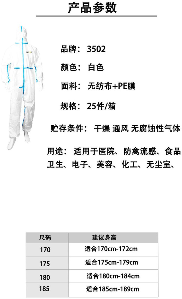 3502防護連體工作服A型連腳圖片1