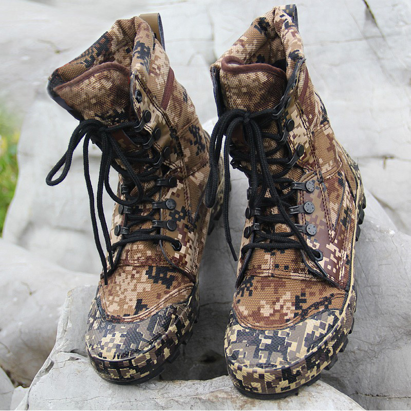 3537超高腰迷彩鞋高幫耐磨一體鞋舌防風防沙勞保鞋
