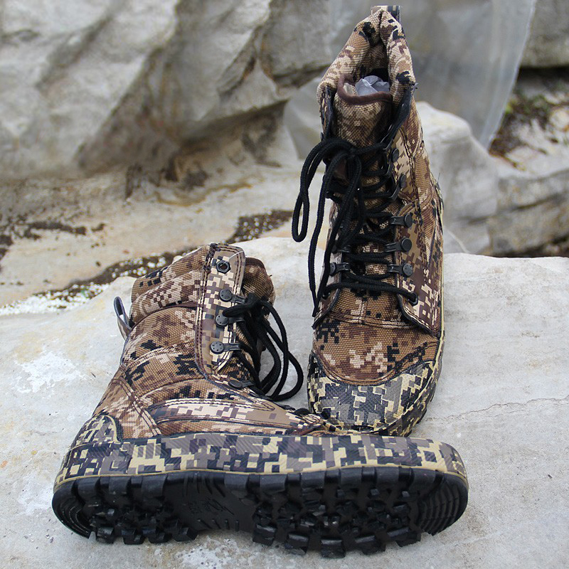 3537超高腰迷彩鞋高幫耐磨一體鞋舌防風防沙勞保鞋