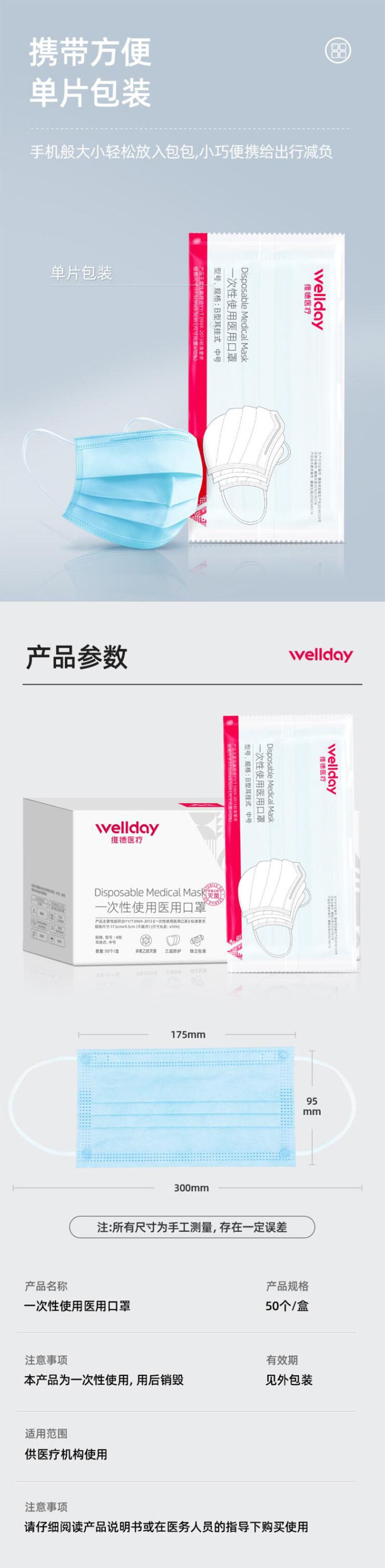 維德醫療滅菌成人醫用口罩圖片