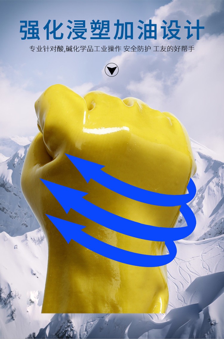 千禧龍028黃棉毛浸塑PVC手套圖片6