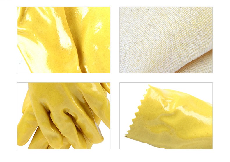 千禧龍028黃棉毛浸塑PVC手套圖片12