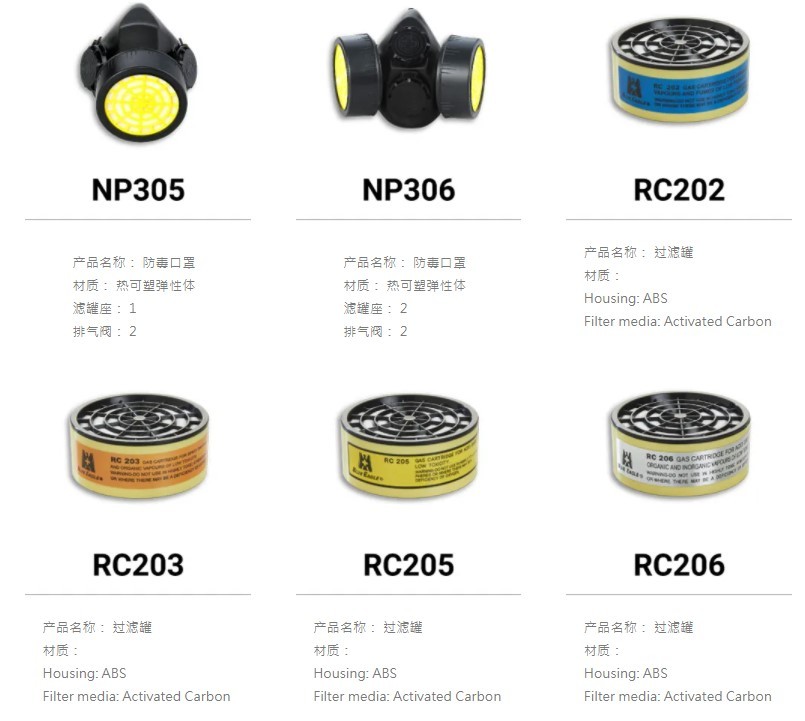 藍(lán)鷹NP306橡膠雙濾盒半面罩防毒面具圖片2