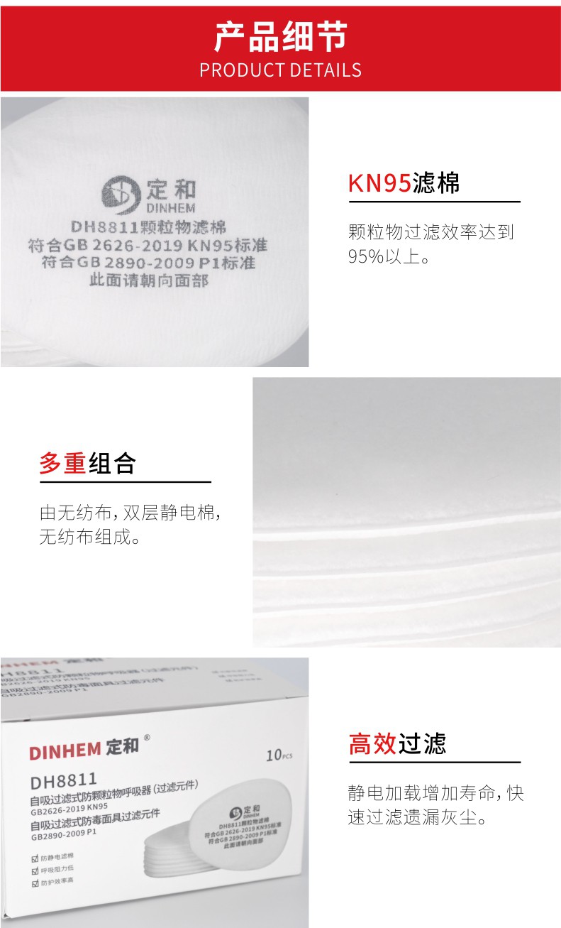 定和DH8811防塵過濾棉KN95濾棉