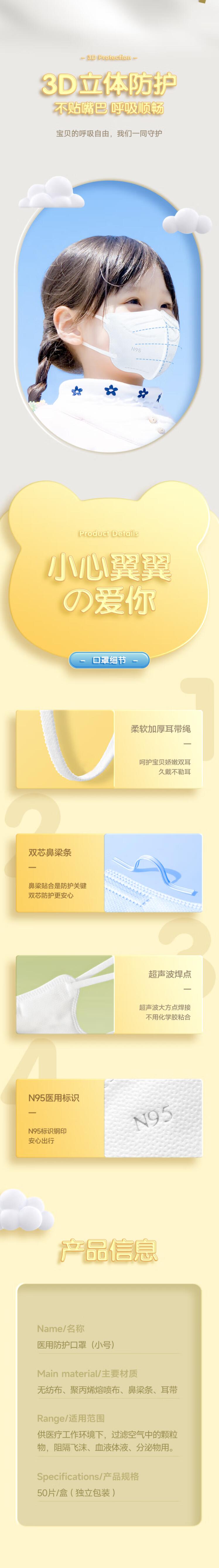 美仕康N95級滅菌醫用防護兒童口罩圖片2