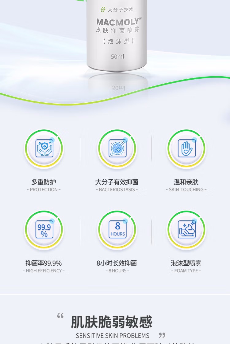霍尼韋爾MACMOLY泡沫型小8皮膚抑菌噴霧圖3