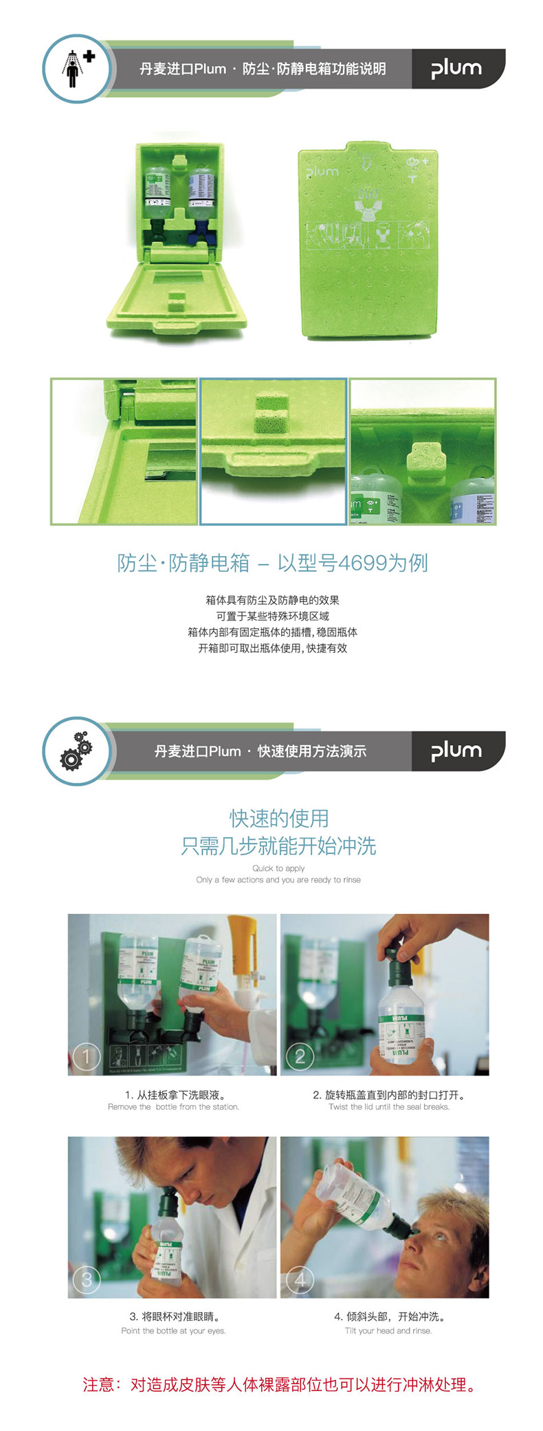 丹麥Plum4699防塵防靜電壁掛箱套裝洗眼液500ml*2圖片4