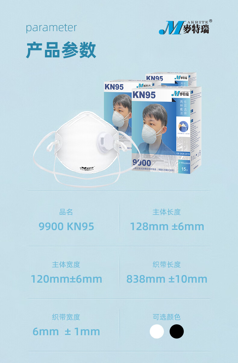 麥特瑞9900V KN95折疊帶閥耳掛頭戴式雙用防塵口罩圖片20