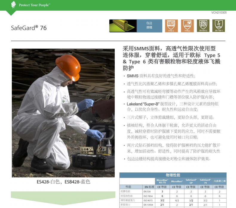 雷克蘭ES428白色帶帽連體防護服圖片6