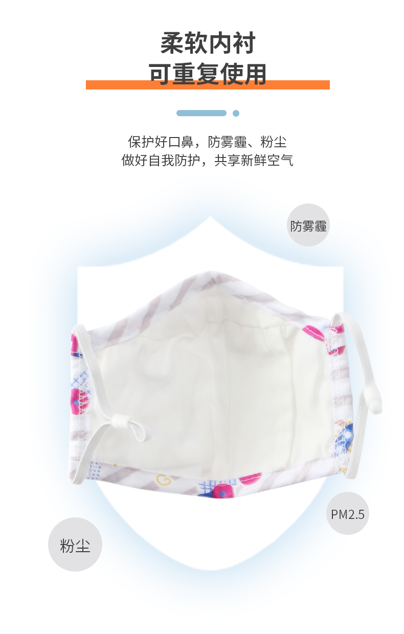 藍(lán)星小狗耳戴式帶閥兒童棉布口罩4