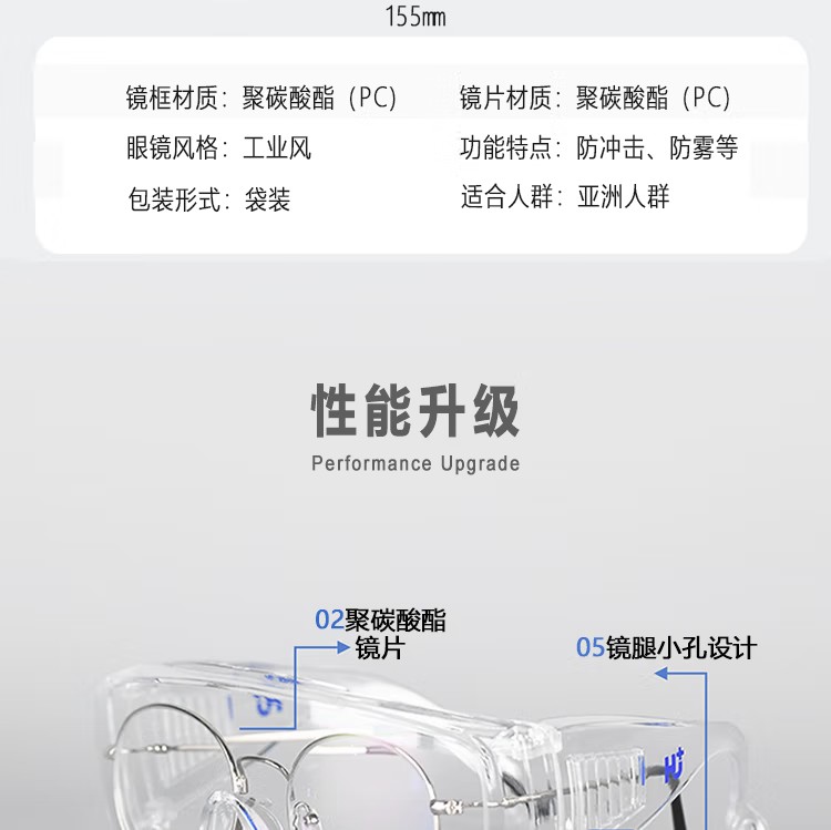 呼享HU116AF訪客用防沖擊防霧眼鏡3