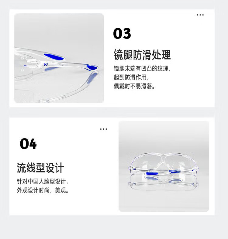呼享HU128AF流線型防沖擊防霧眼鏡5
