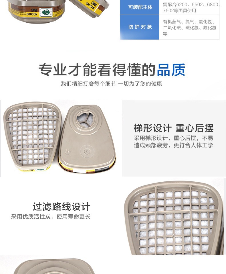 3M6003CN防有機及酸性氣體濾毒盒圖片5