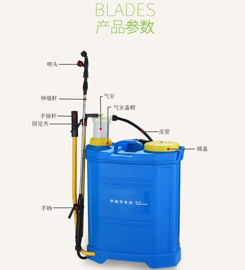 單管八角背負(fù)式手動噴霧器16L高壓手搖噴霧機(jī)3