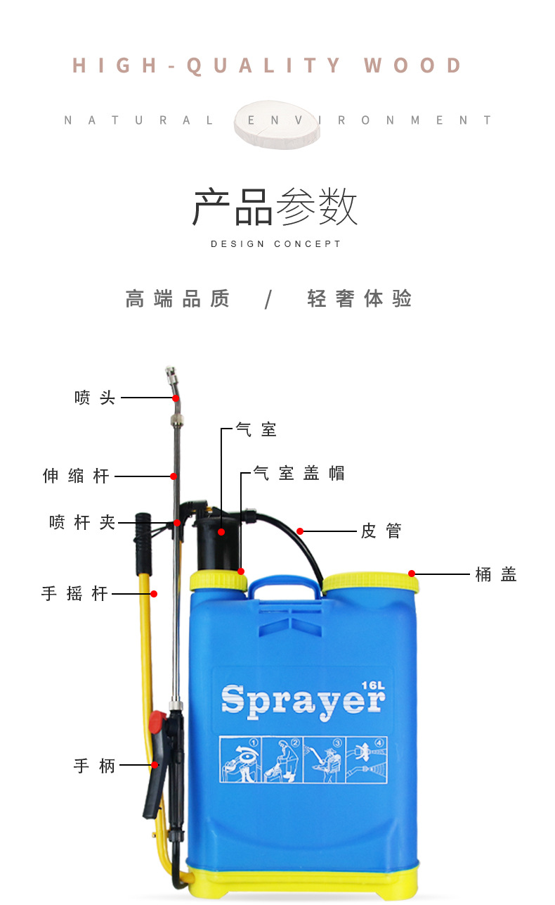 背負式手動噴霧器16L打農藥消毒霧化噴霧器5
