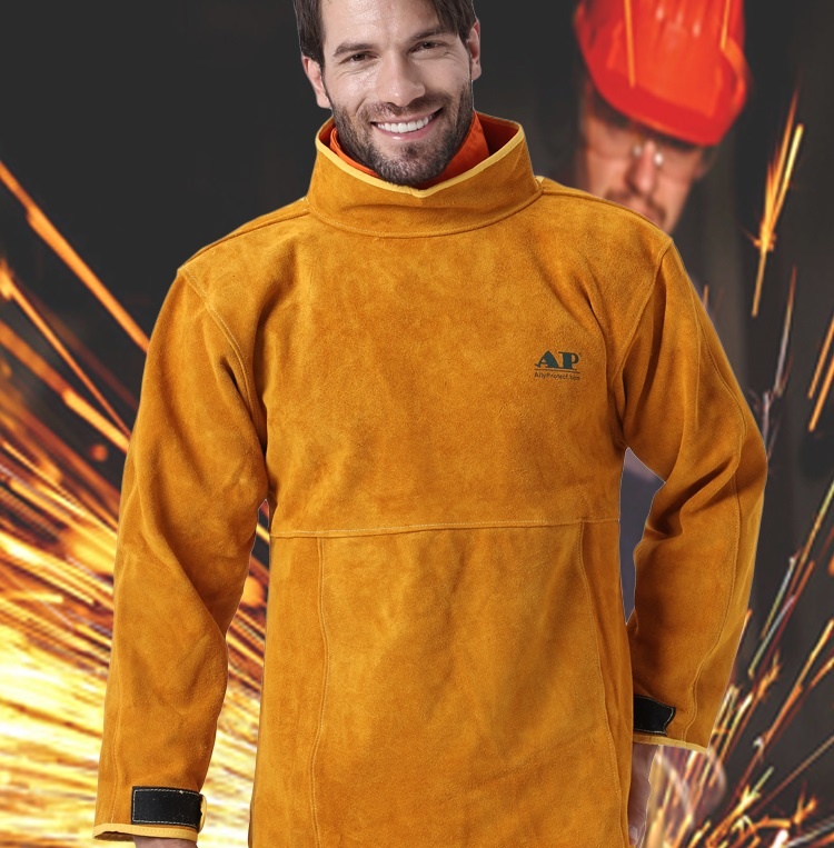 友盟AP-8000金黃色皮護(hù)胸帶領(lǐng)長袖圍裙圖片4