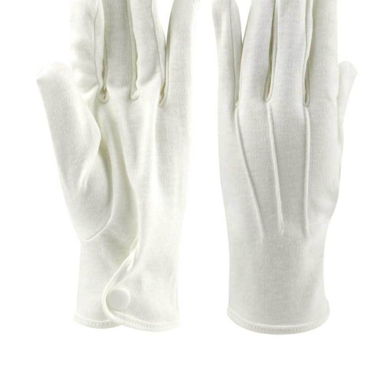 漢盾HD-GP5508純棉背三筋帶扣白色禮儀勞保手套9