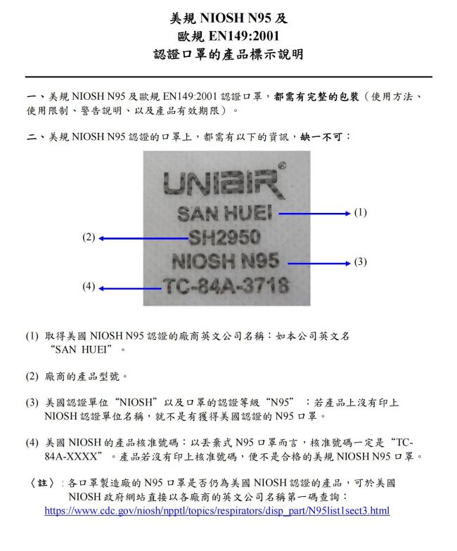 三暉口罩是哪里生產的 三暉口罩美標及歐標口罩標識說明1