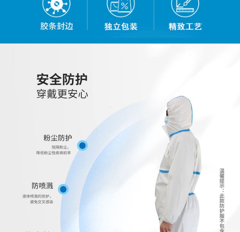 漢盾HD-BP616-1帶帽連體式膠條防護(hù)服3