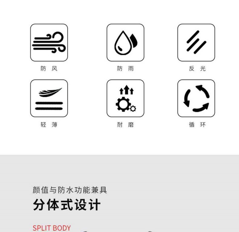 漢盾HD-RAC001帶反光條單層分體雨衣3