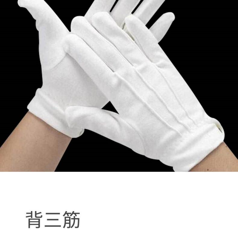 漢盾HD-GP5505滌棉背三筋帶扣白色禮儀勞保手套4