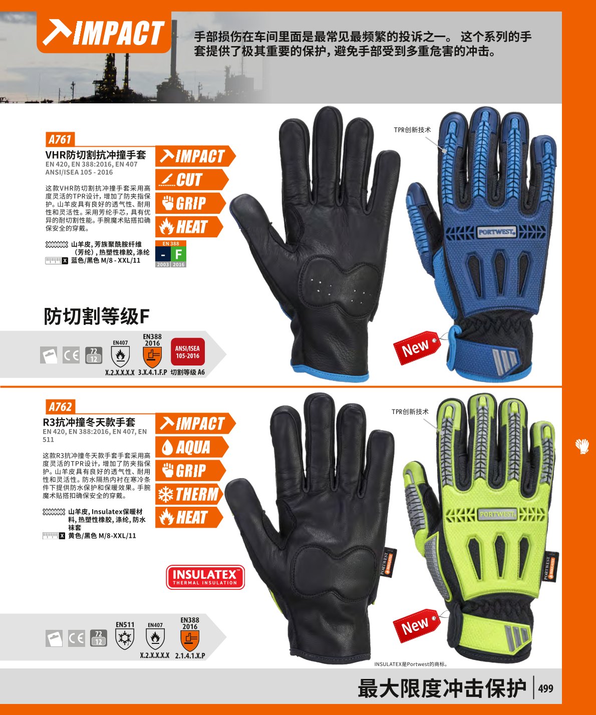 波偉斯特Portwest A761 VHR防切割抗沖撞手套1