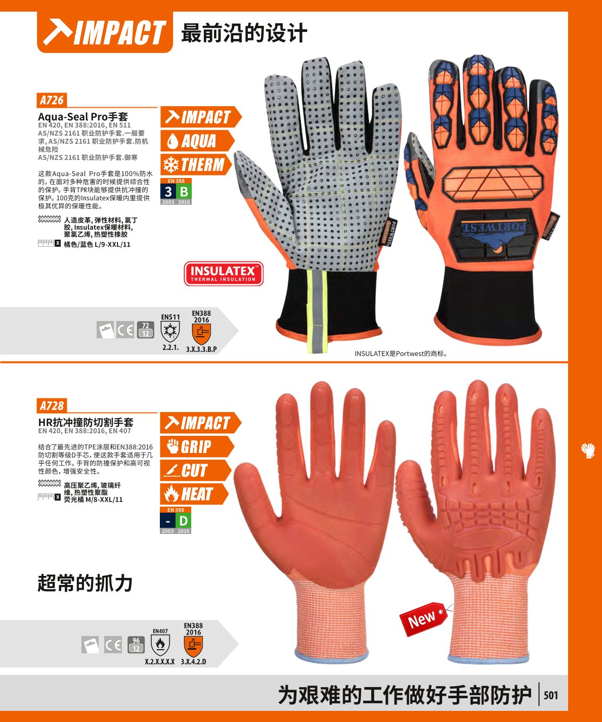 波偉斯特Portwest A726 Aqua-Seal Pro看抗沖擊手套1