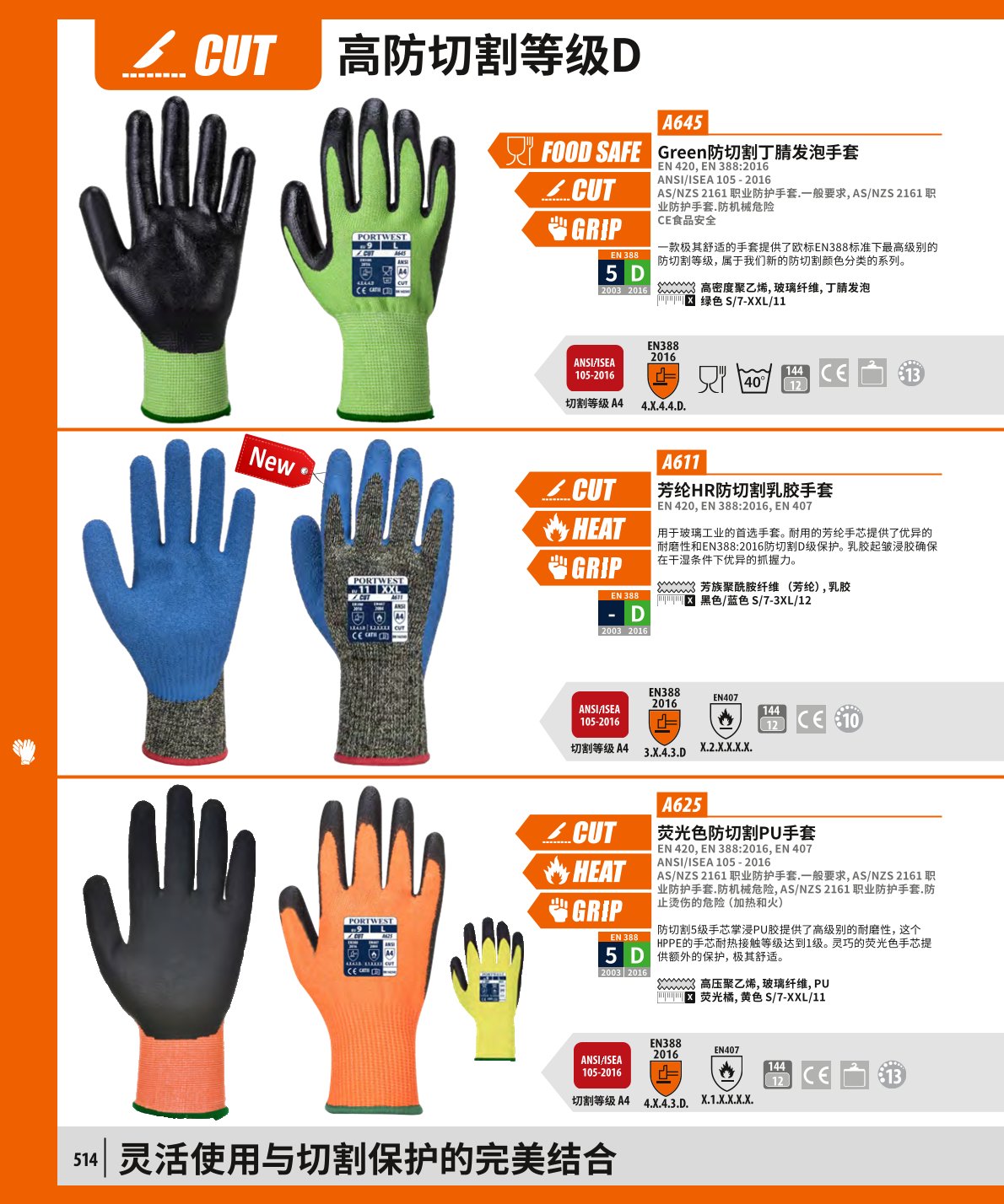 波偉斯特Portwest A645防切割丁腈發泡手套1