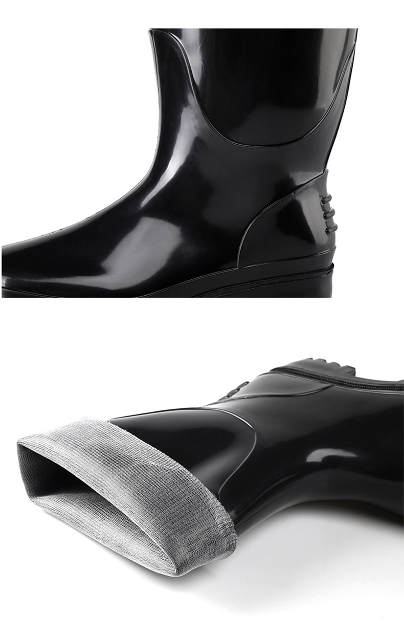 定和DH7106黑色勞保長筒雨靴PVC高筒加厚防滑防水靴10