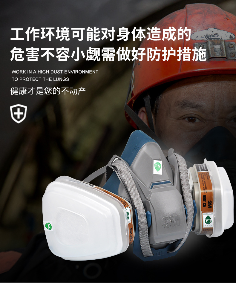 3M650PQL防毒面具硅膠半面具套裝7