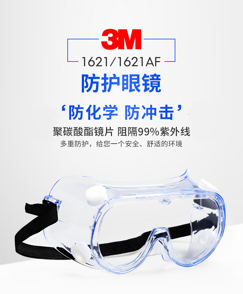 3M1621防化學護目鏡1