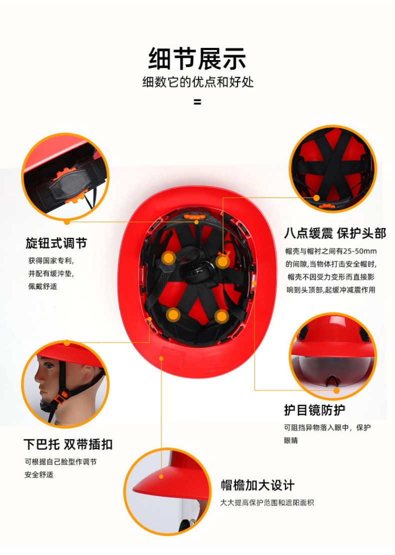 定和DH3004標準款V型PE大沿安全帽4