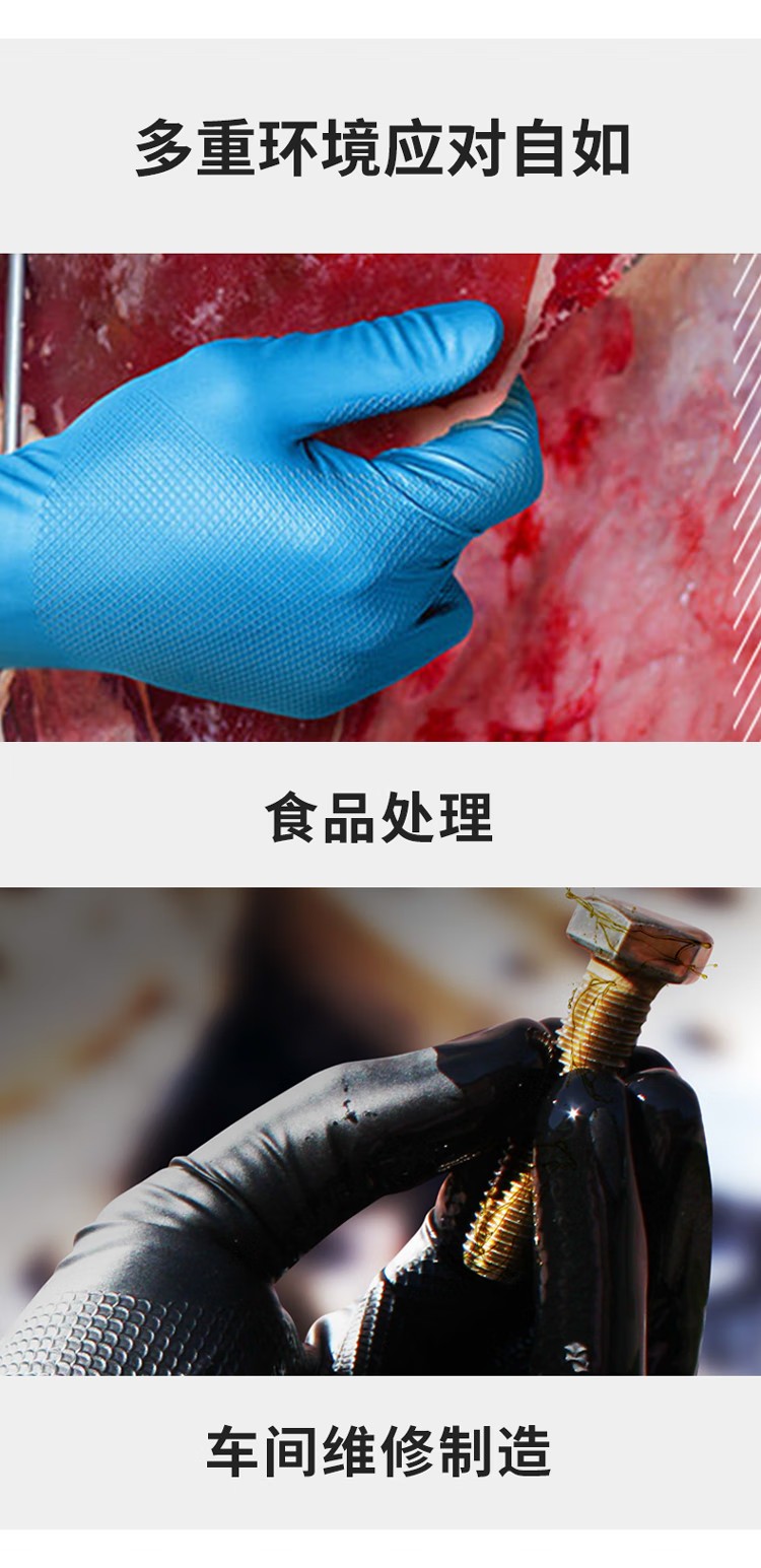 PIP 67-308雙面魚鱗紋8mil加長(zhǎng)丁腈手套7