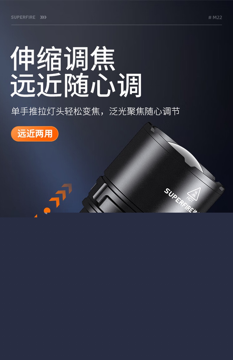 神火M22前后雙燈照明伸縮變焦手電筒9.jpg