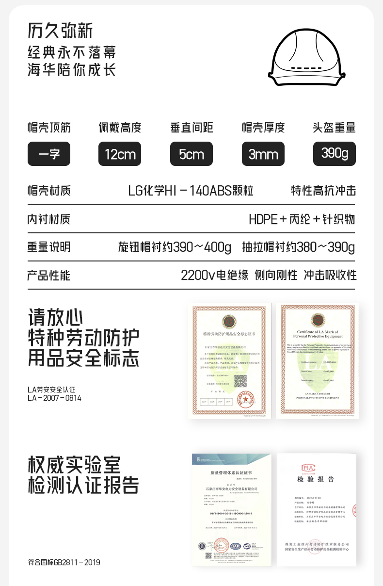 海華HH-A3F型卷邊帽檐防砸防刺電絕緣工程ABS安全帽13