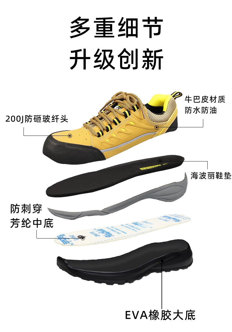 STANLEY史丹利ST6109黃色牛扒皮防砸防刺安全鞋7