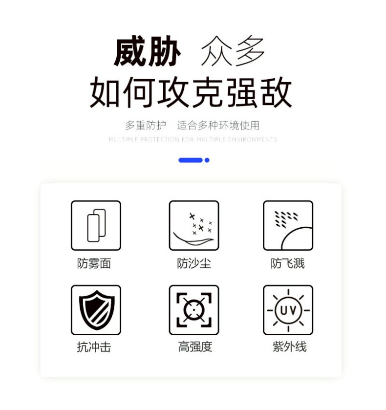 定和DH4012圓弧型抗沖擊防霧多功能防護眼鏡8