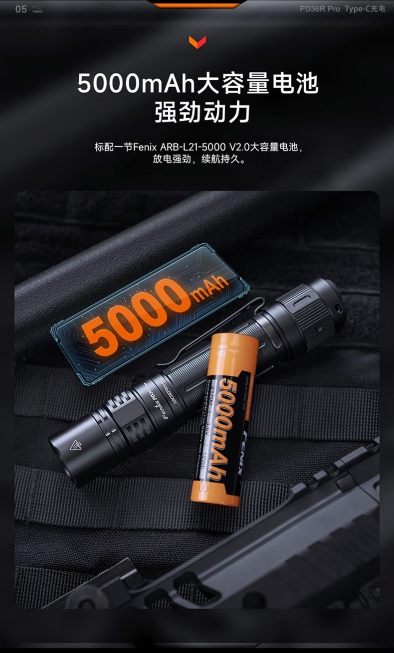 FENIX菲尼克斯PD36R Pro PD系列高性能充電戰術小直筒手電7.jpg