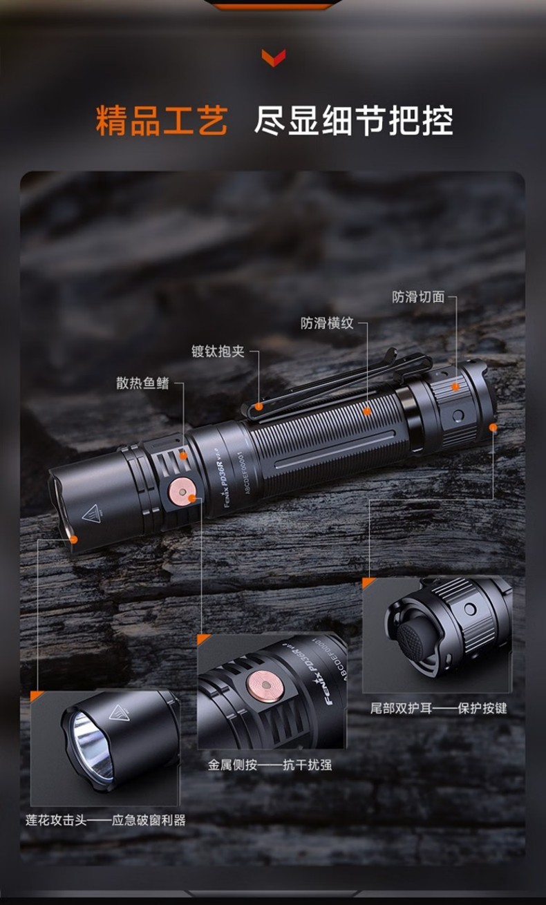 FENIX菲尼克斯PD36R PD系列充電戰(zhàn)術小直筒手電8.jpg