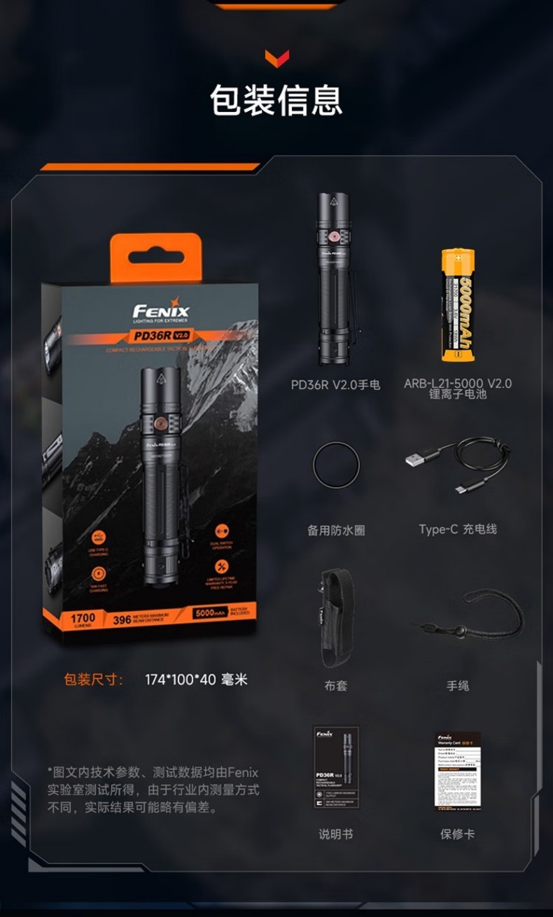FENIX菲尼克斯PD36R PD系列充電戰(zhàn)術小直筒手電13.jpg